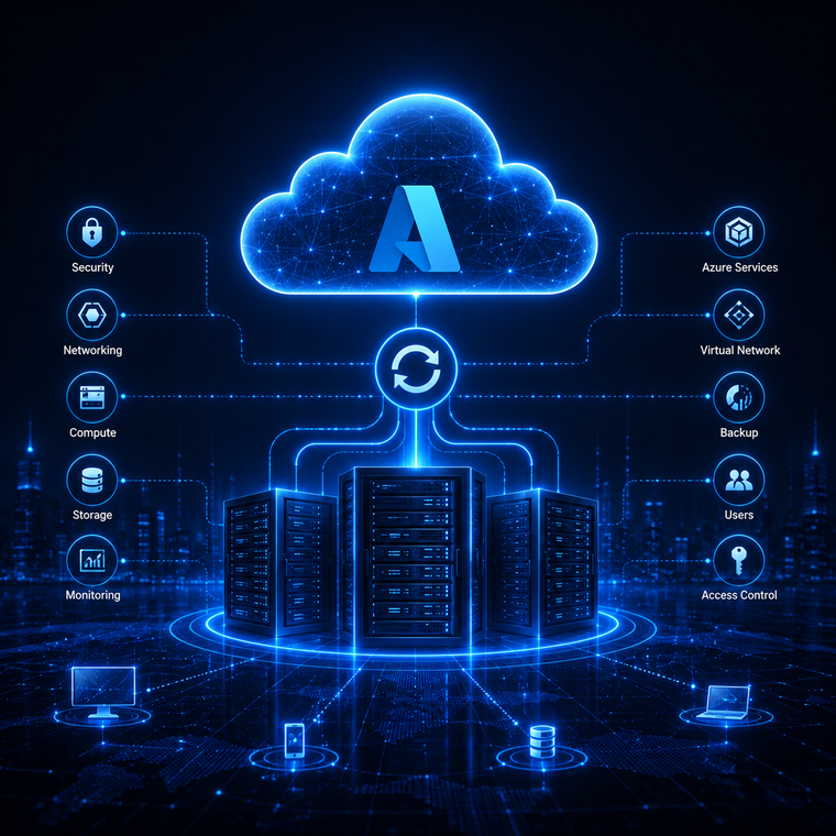 Cloud infrastructure and connected services illustration