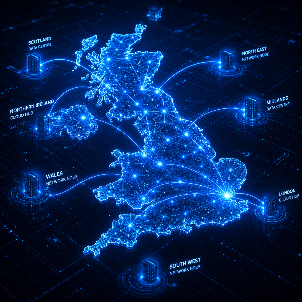 United Kingdom digital network coverage illustration