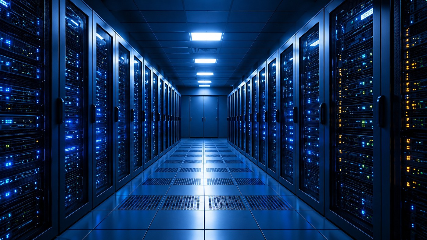 Modern data centre server racks